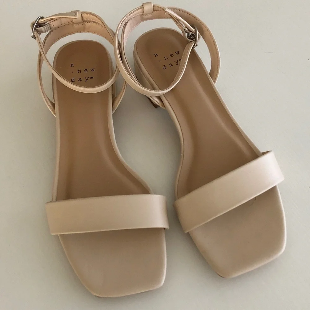 NEW Target A New Day Classic Nude Ankle-Strap Flat Sandals NWOT
